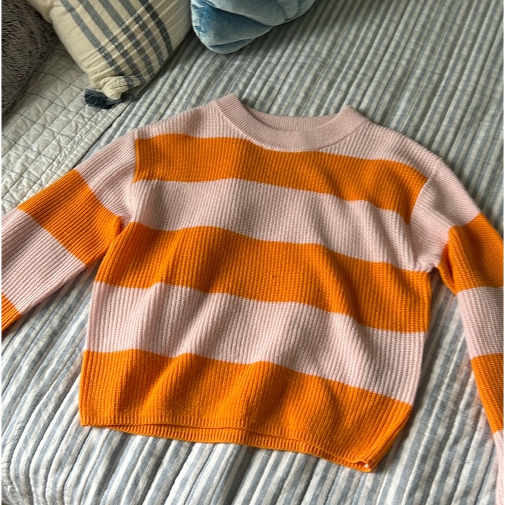 H&M pink and orange striped sweater